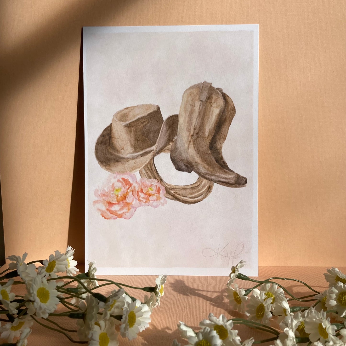 Cowboy Themed Watercolour Print